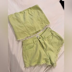 Lime Green Women's strapless top Superdown